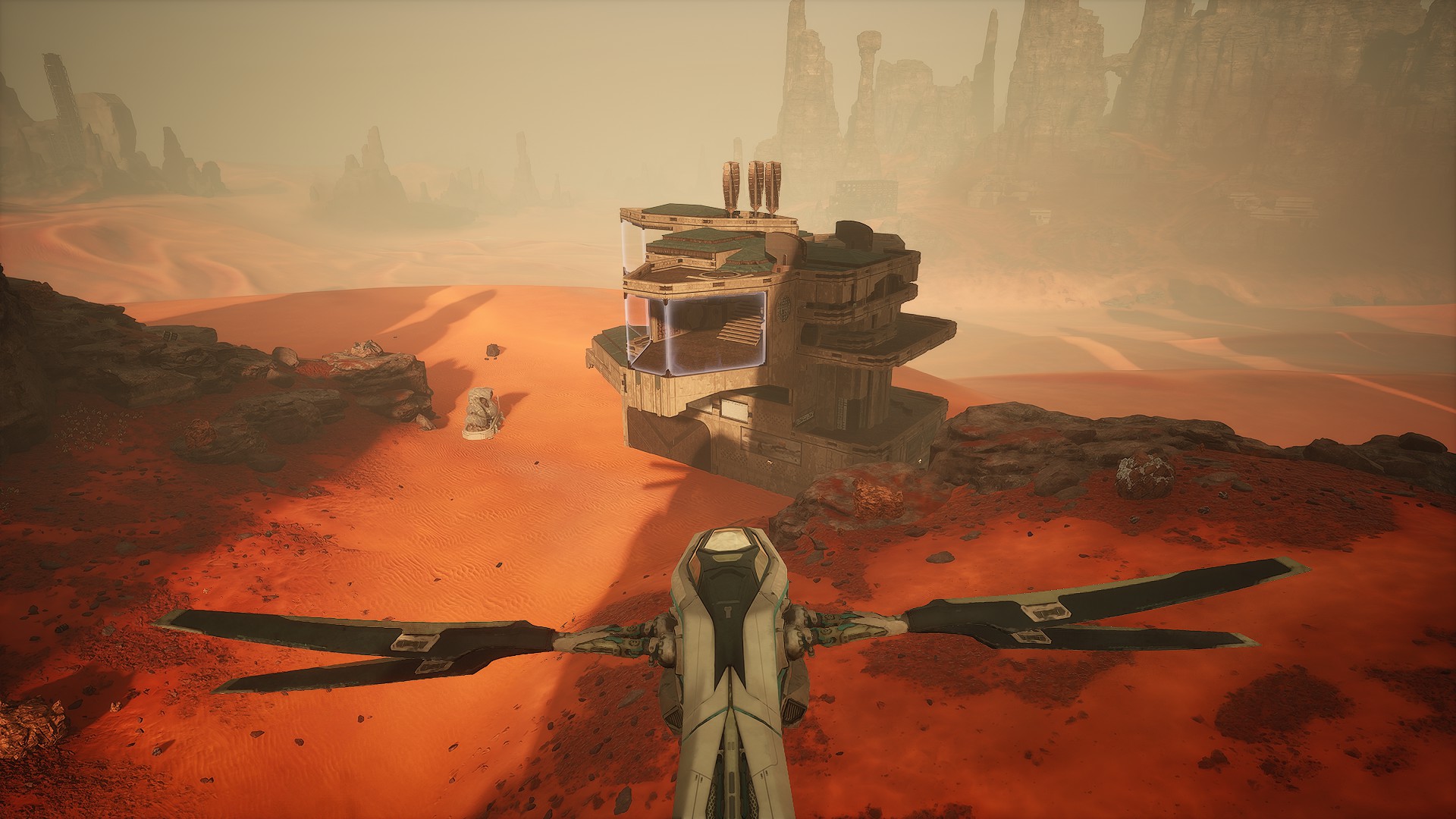 Aerial approach over the Anvil Hub