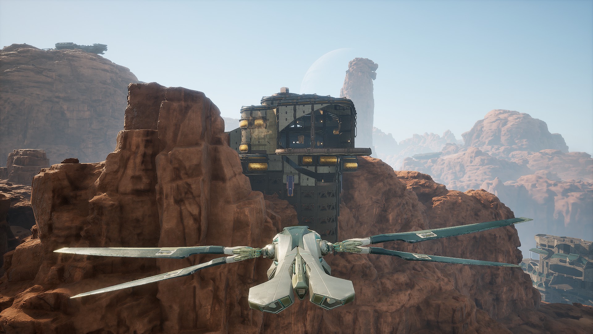 Cliffside approach with the Lookout between rock formations
